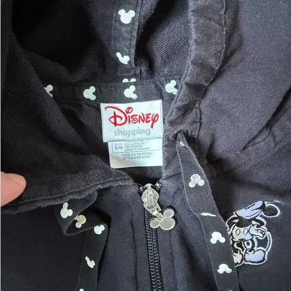 Disney Mickey Mouse Black Zip-Up Hoodie Dress Size S/M - Picture 2 of 6